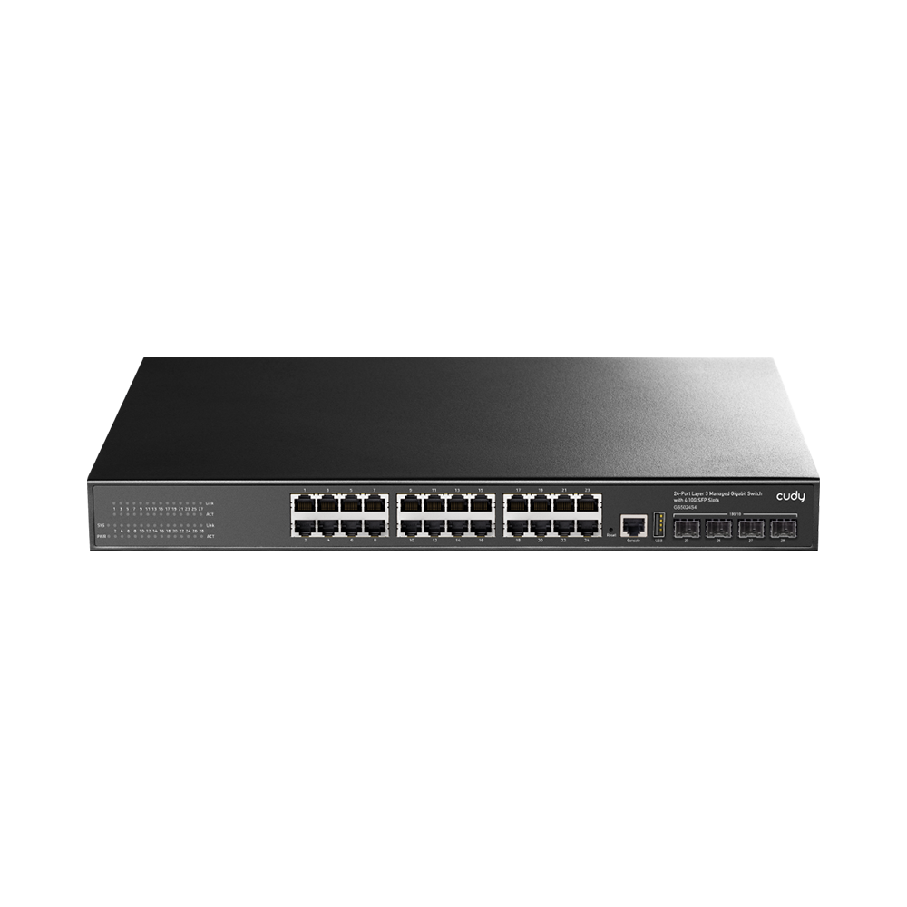 24-Port Layer 3 Managed Gigabit Switch with 4 10G SFP Slots 24-Port Layer 3 Managed Gigabit Switch with 4 10G SFP Slots - Figura 1