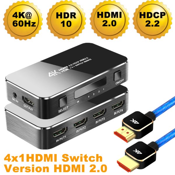 HDMI2.0 SWITCH 4X1 4K@60HZ, #  GT-HSW4X1