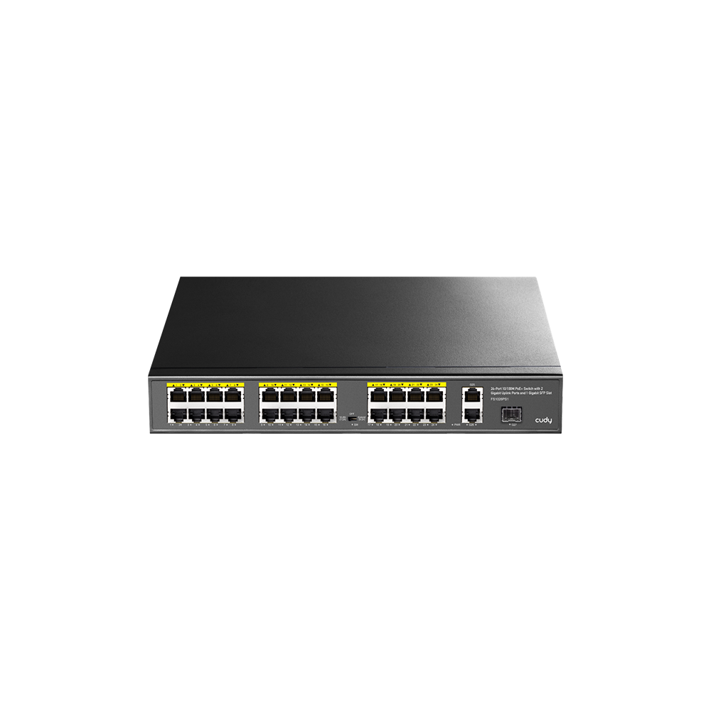 FS1026PS1 24-Port 10/100M PoE+ Switch with 2 Gigabit Port+ 1SFP 300W (FS1026PS1) - Figura 1