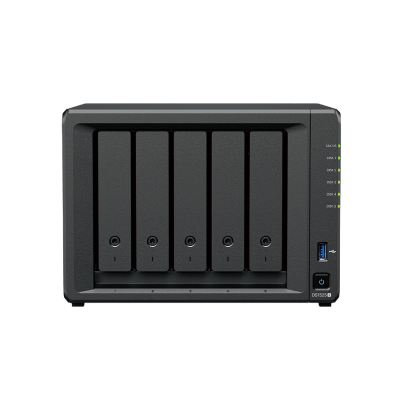 Synology DiskStation DS1525+ Tower 5-Bay Sata HDD 3.5” Sata SSD 2.5” , M.2 2280 NVMe SSD
