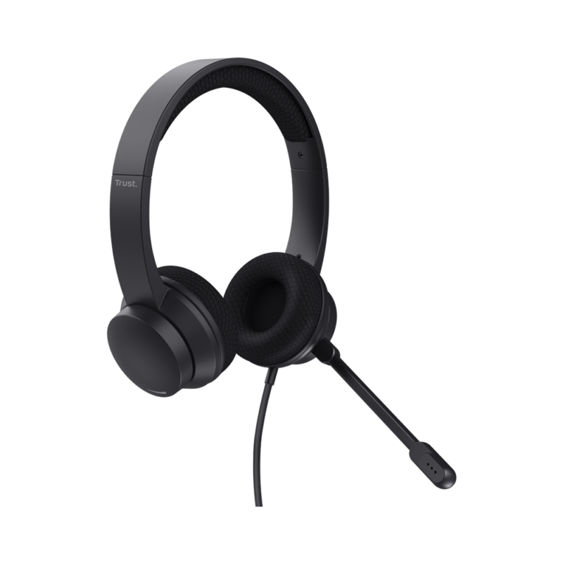 Trust Headset Ayda USB-ENC, PC headset with noise-cancelling microphone and adjustable headband, Black