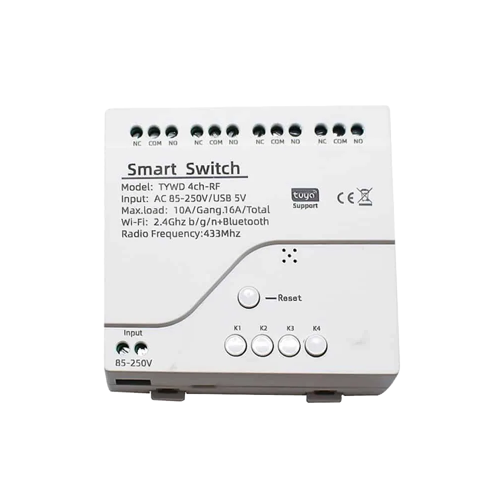 Tuya Wifi+RF 433 4 CH Smart inching Relay, 10A Tuya Wifi+RF 433 4 CH Smart inching Relay, 10A - Figura 1