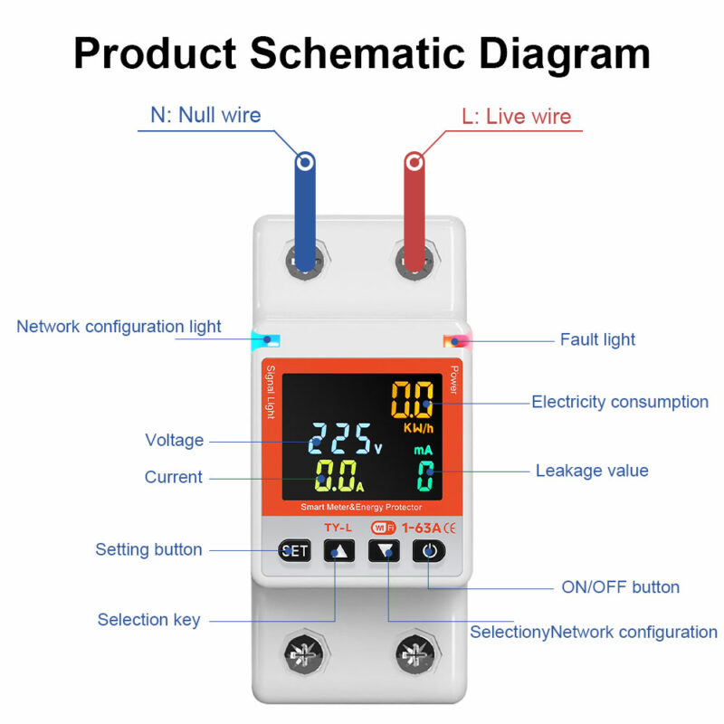 Tuya smart Power Meter Switch, 1-63A adjustable thumbnail 3