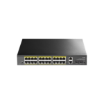 24-GbE PoE Switch with 2 Uplink GbE and 2 Uplink SFP GS1026PS2