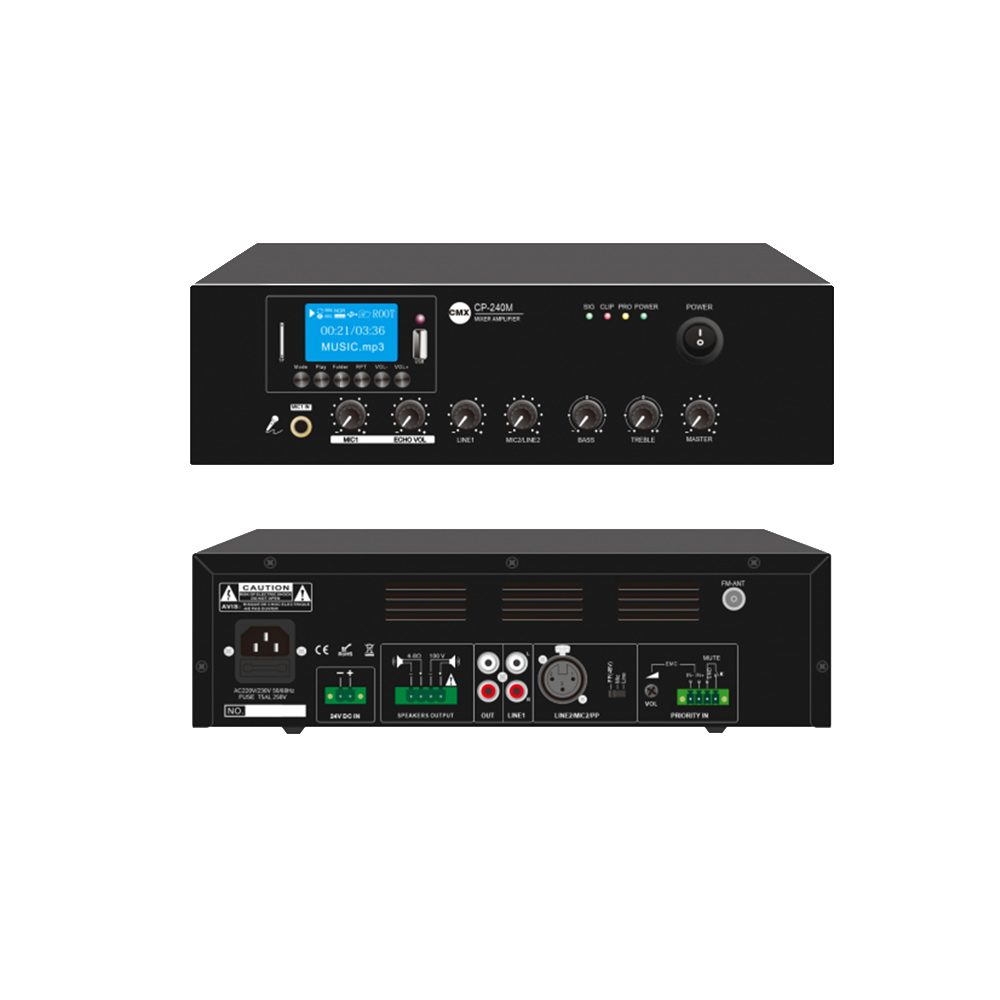 Tabletop Mixer Amplifier with USB-SD-FM-Bluetooth-Echo TM-120MCP Tabletop Mixer Amplifier with USB/SD/FM/Bluetooth/Echo TM-120MCP - Figura 1