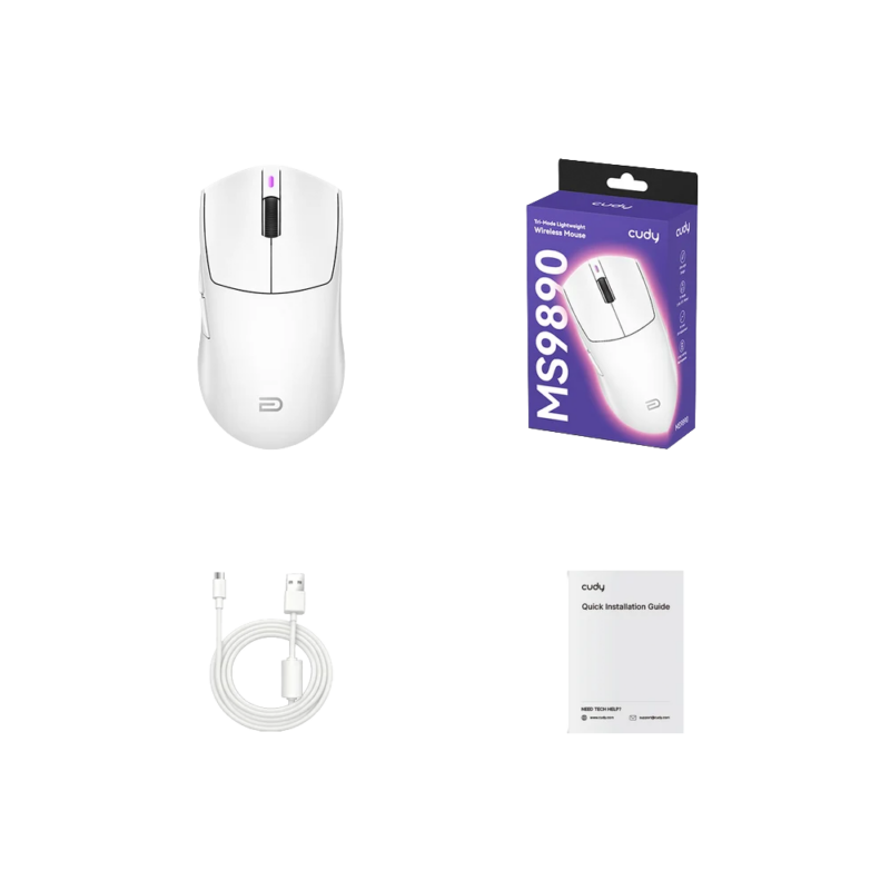 Tri-Mode Lightweight Wireless Mouse MS9890 White thumbnail 3
